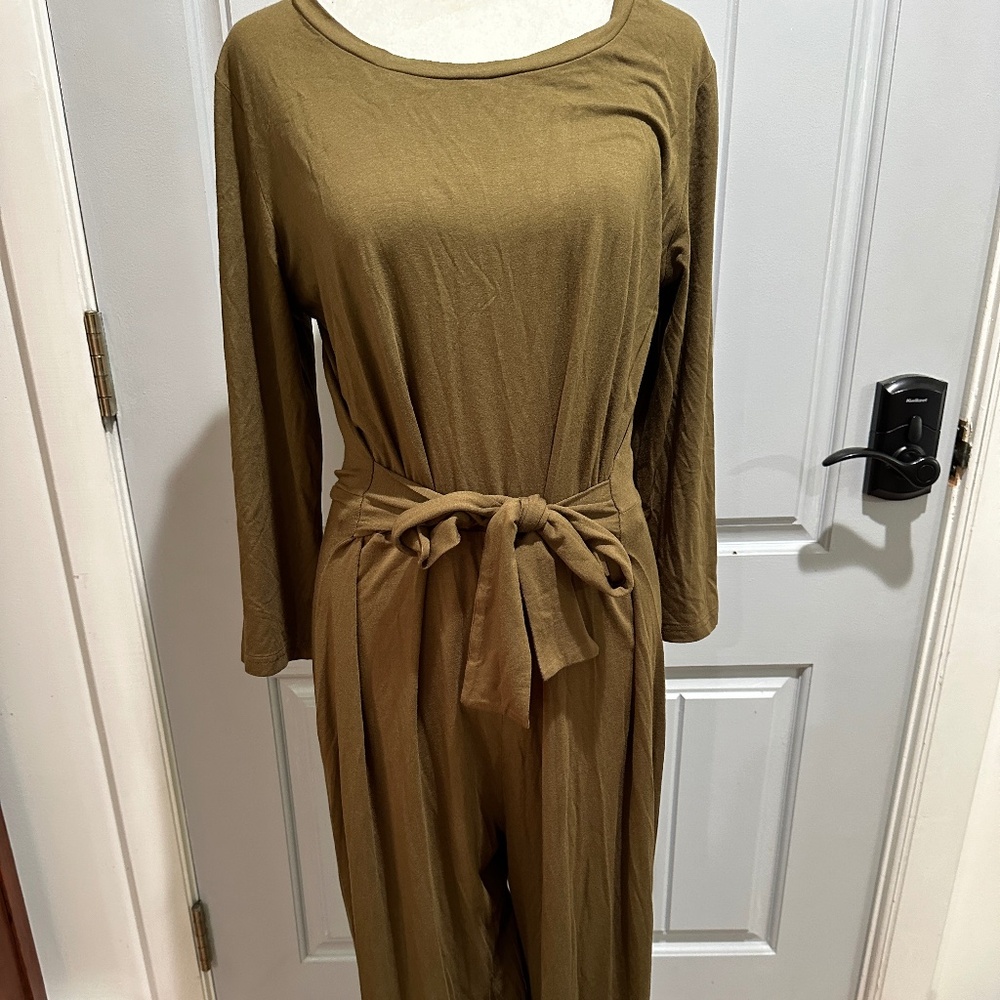 Steve Madden Olive Green Long Sleeve Jumper Romper rayon elastane mix